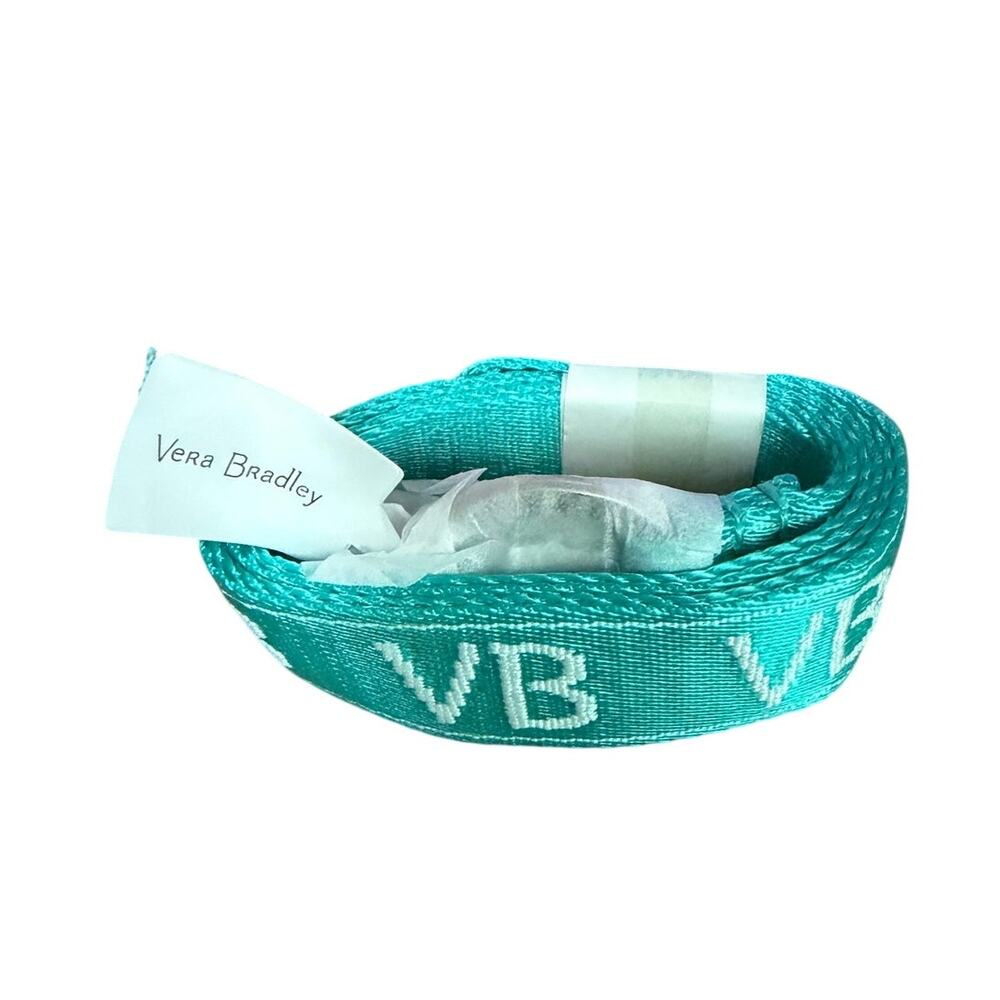 Vera Bradley Aqua Logo Web Belt Turquoise White Woven Women’s NWT Adjustable